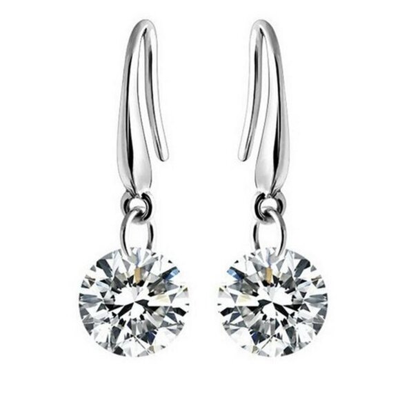 Swarovski Crystal Elements - Rhodium overlay Sparkle Naked Drill Earrings - Picture 1 of 9